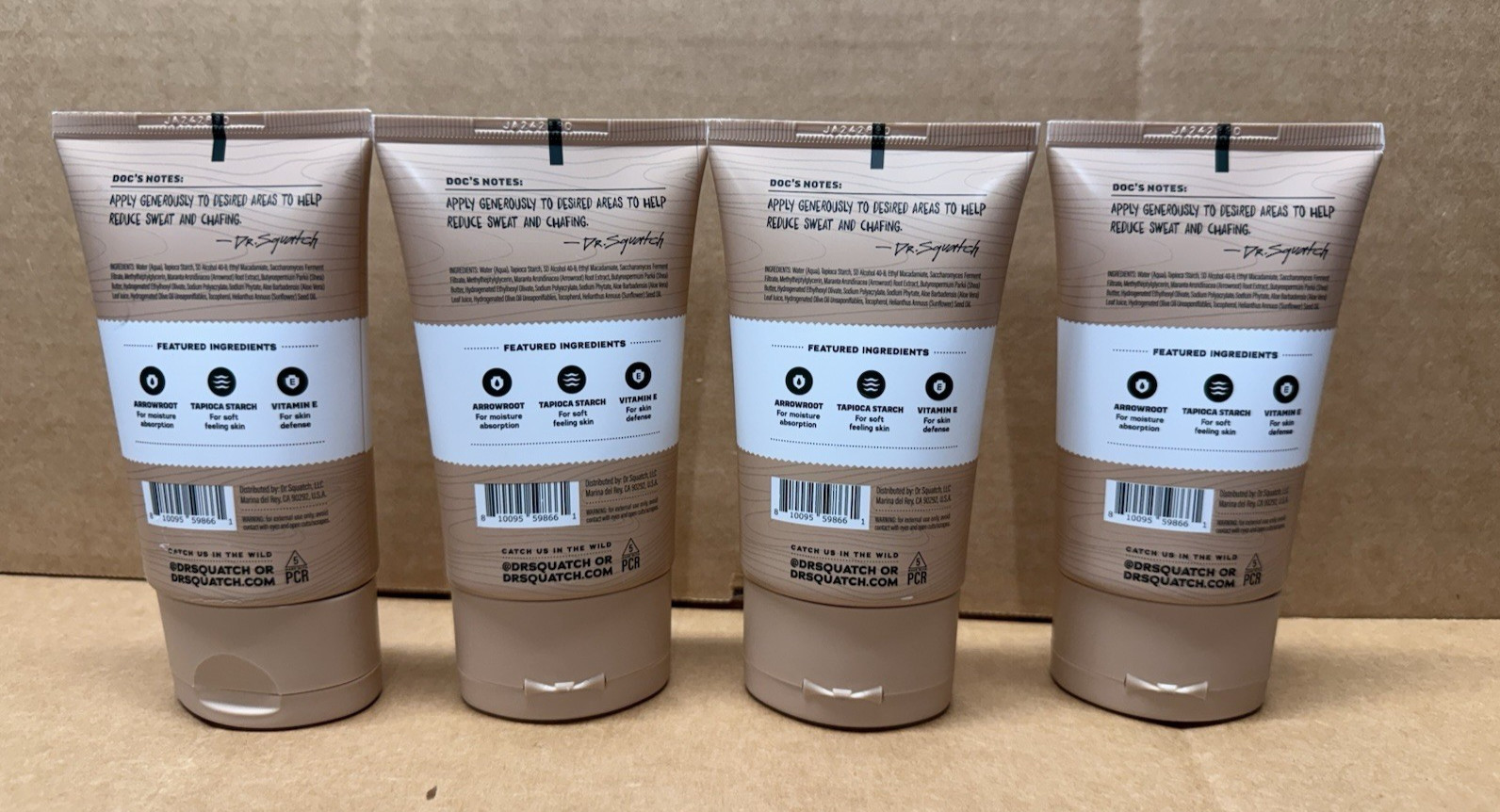 4 Pack: Dr. Squatch Men’s Natural Anti-Chafing Precision Deo 3.4 oz Unscented