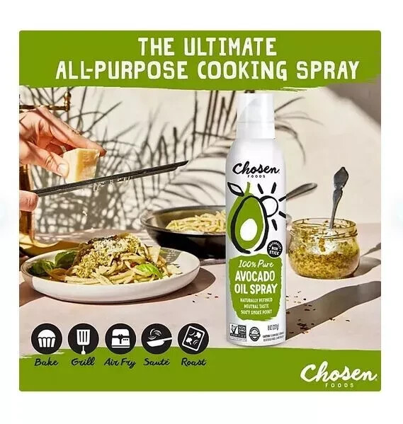 8 Pk Chosen Foods 100% Pure Avocado Oil Spray, Cooking, Dressing, 13.5 oz, Each