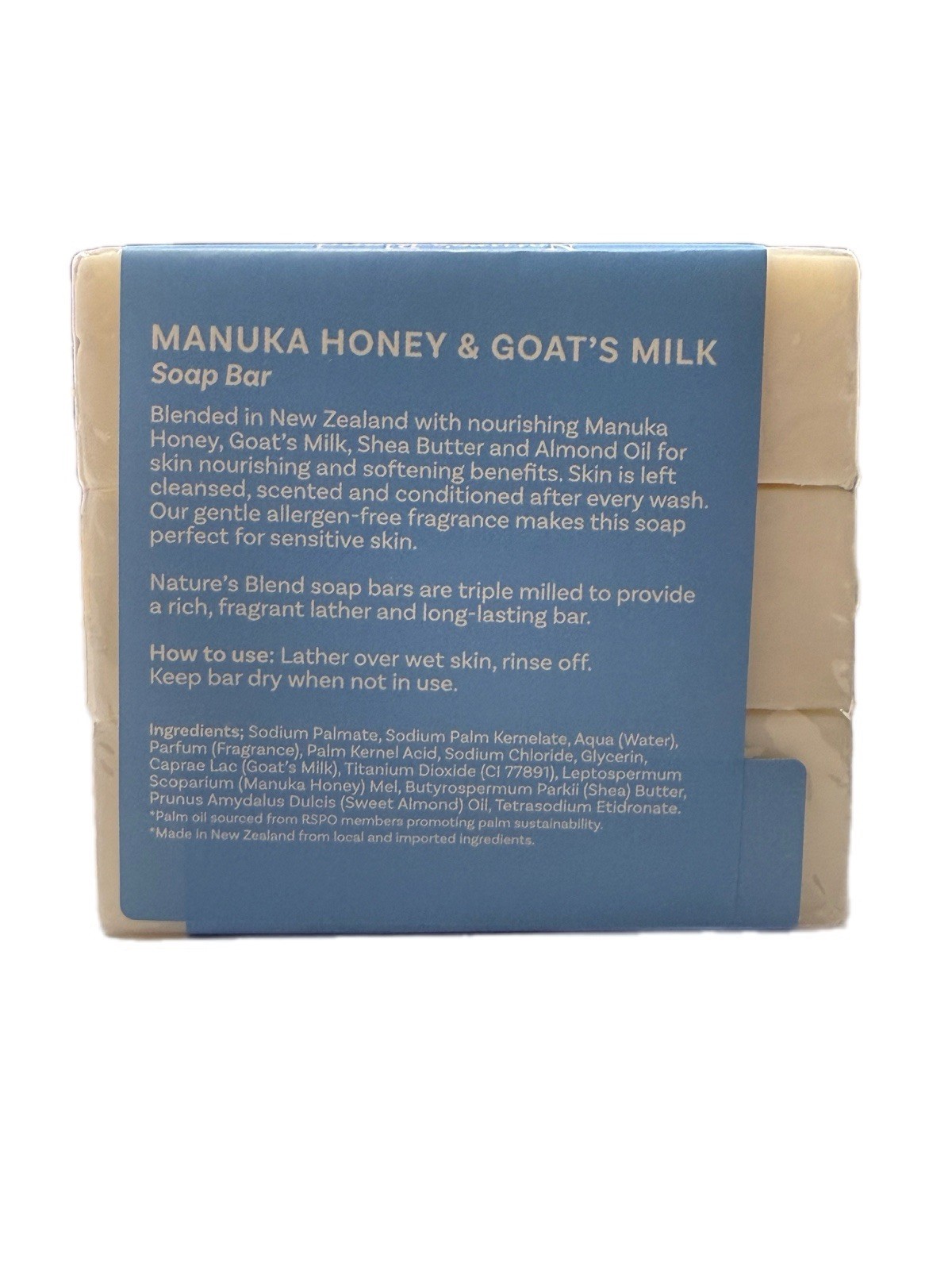 Nature’s Blend Manuka Honey & Goat’s Milk 3 Soap Bars Triple Milled New Zealand