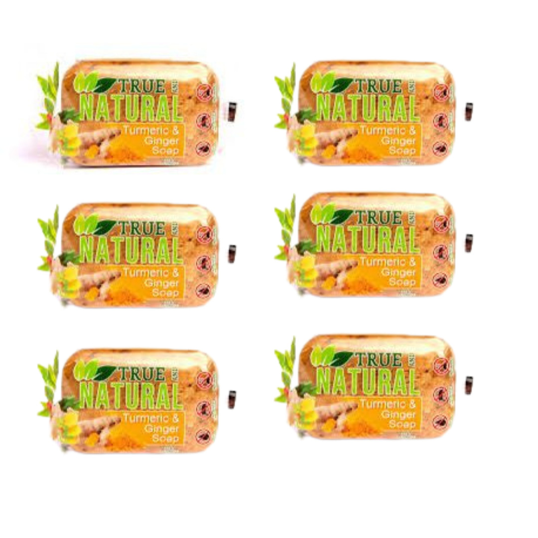 True and Natural Soap – Turmeric and Ginger Bar Soap 4 oz (6) – Tariffs are paid