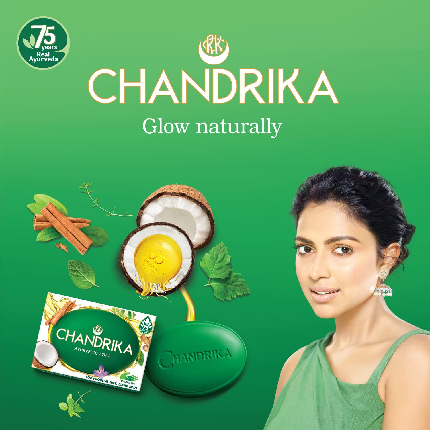 6X Chandrika Ayurvedic Soap Hand Made -Problem Free Clear Skin -125g -Free Ship