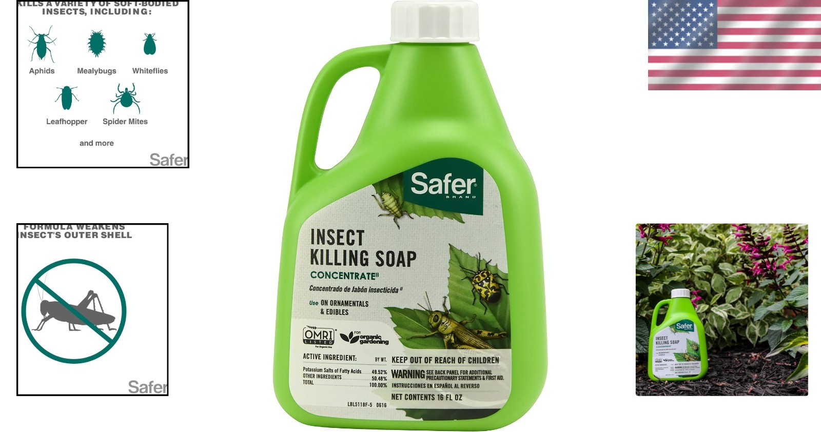 Safer 5118-6 Insect Killing Soap 16oz – Effective on Aphids & Spider Mites