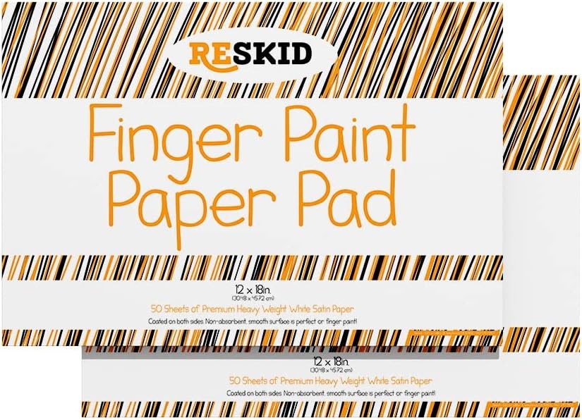 Reskid Large Finger Paint Paper Pad (12 x 18 inches) – 12×18 (2PACK), White