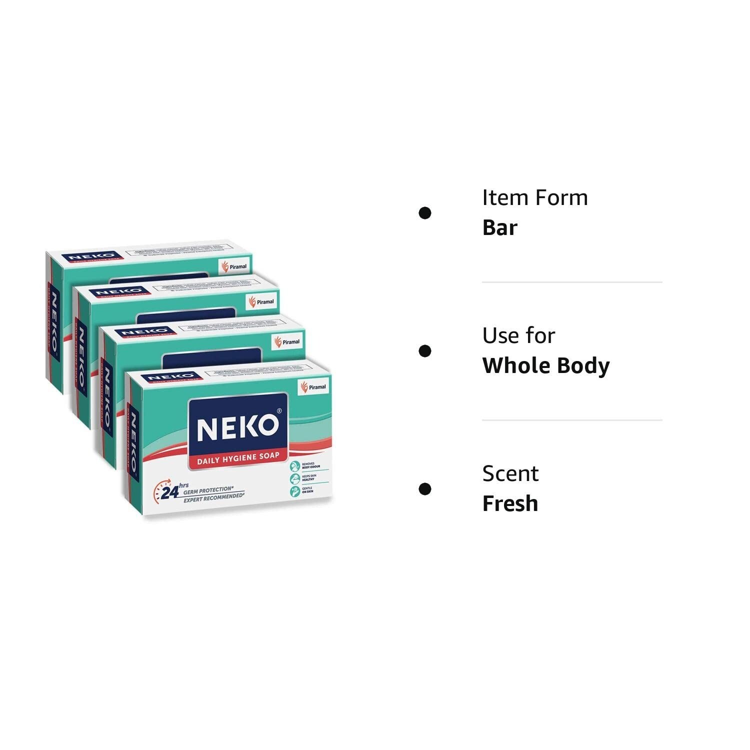 Neko Daily Hygiene Medicated Soap 100gm x 8(Pack of 8)-24 hours Germ Protection