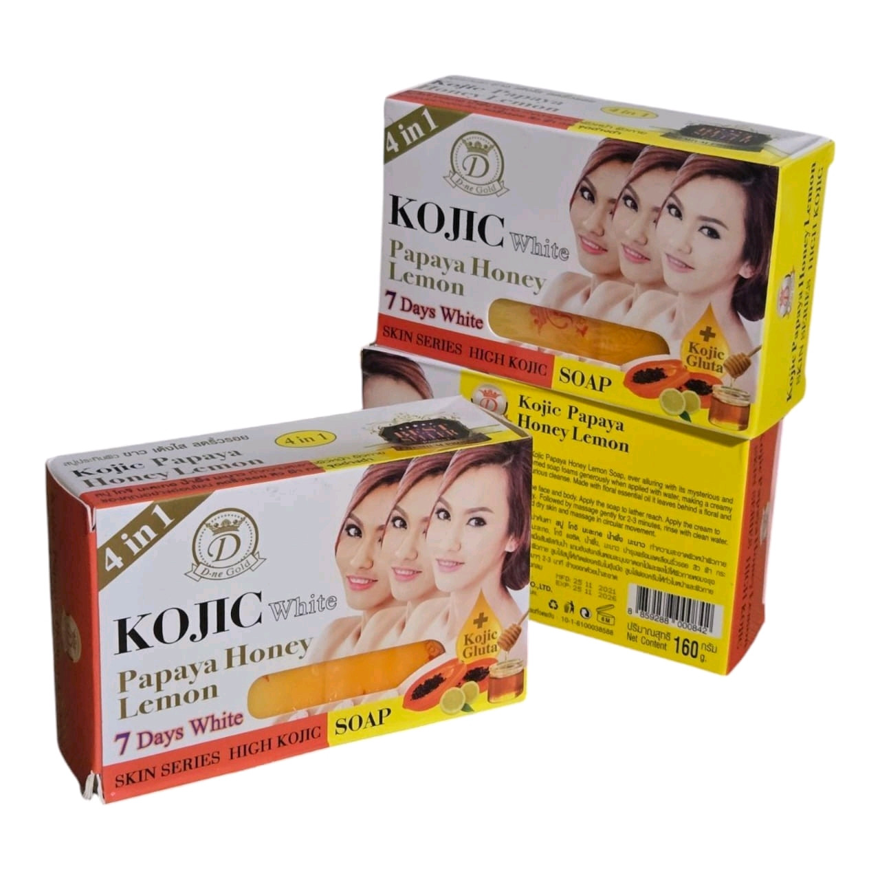 Kojic white Gluta PAPAYA HONEY 🍯🍋 7days whitening Soap. Clear spot 160g 3Bar