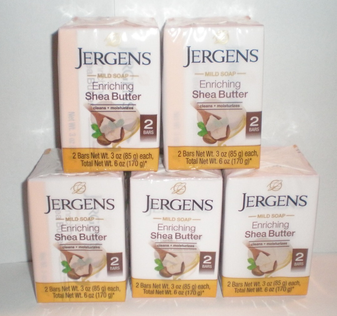JERGENS MILD SOAP ENRICHING SHEA BUTTER 5 Two packs 10 Total Bars 3 OZ each