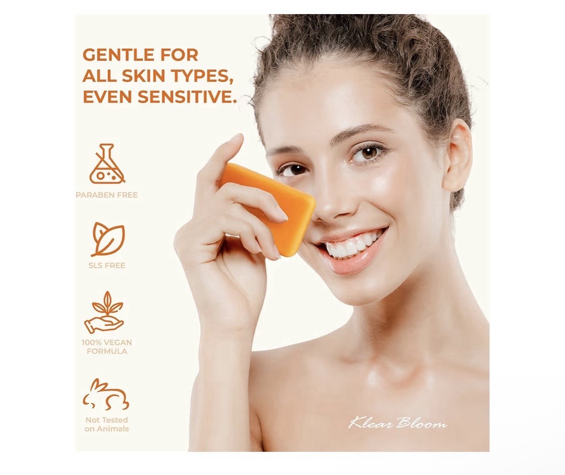 Klear Bloom Kojic Acid Turmeric Soap – Brightening Orange Bars (4 Pack)