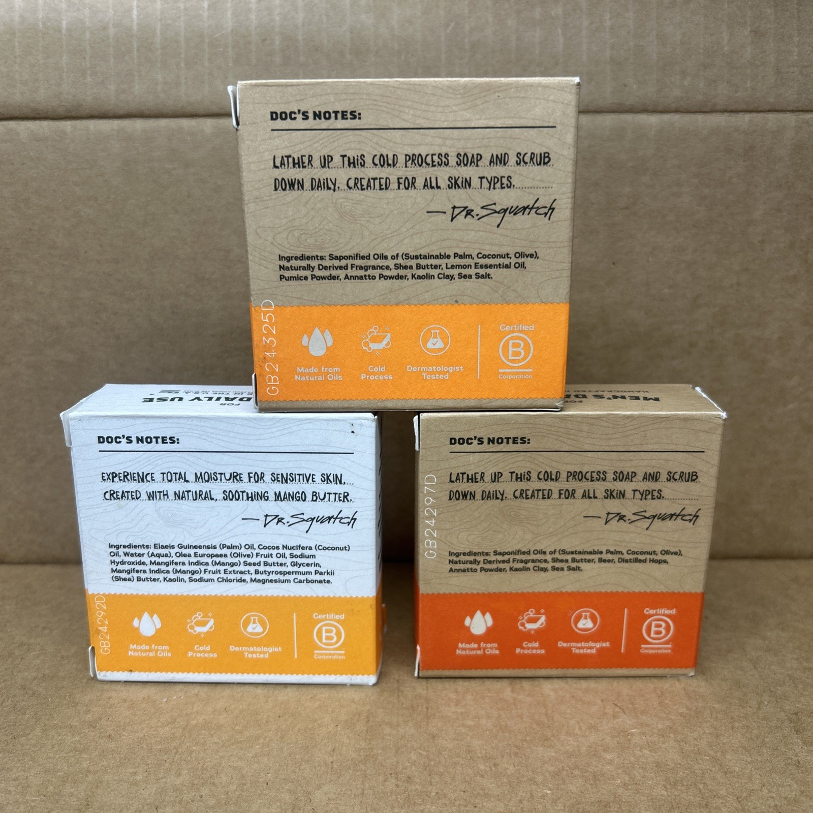 (3)Dr. Squatch Bar Soap summer citrus total moisture grapefruit ipa man natural