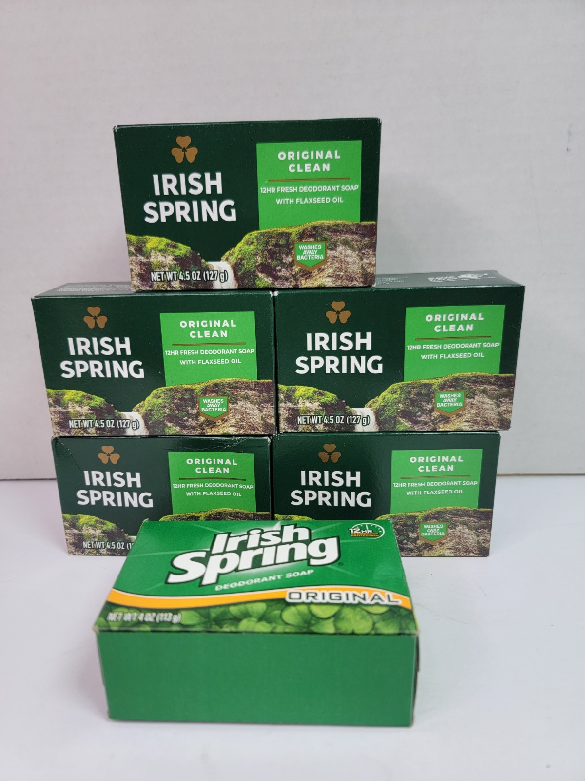 Irish Spring Original Clean Deodorant Soap Lot of 6 Bars 4.5 oz 4 oz New Sealed