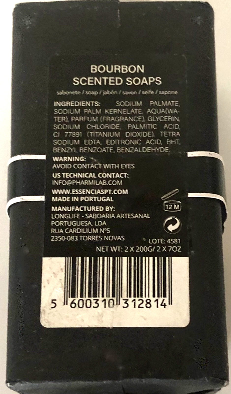Essencias de Portugal Bourbon Scented Soap Set of 2x 200g 7 Oz Each