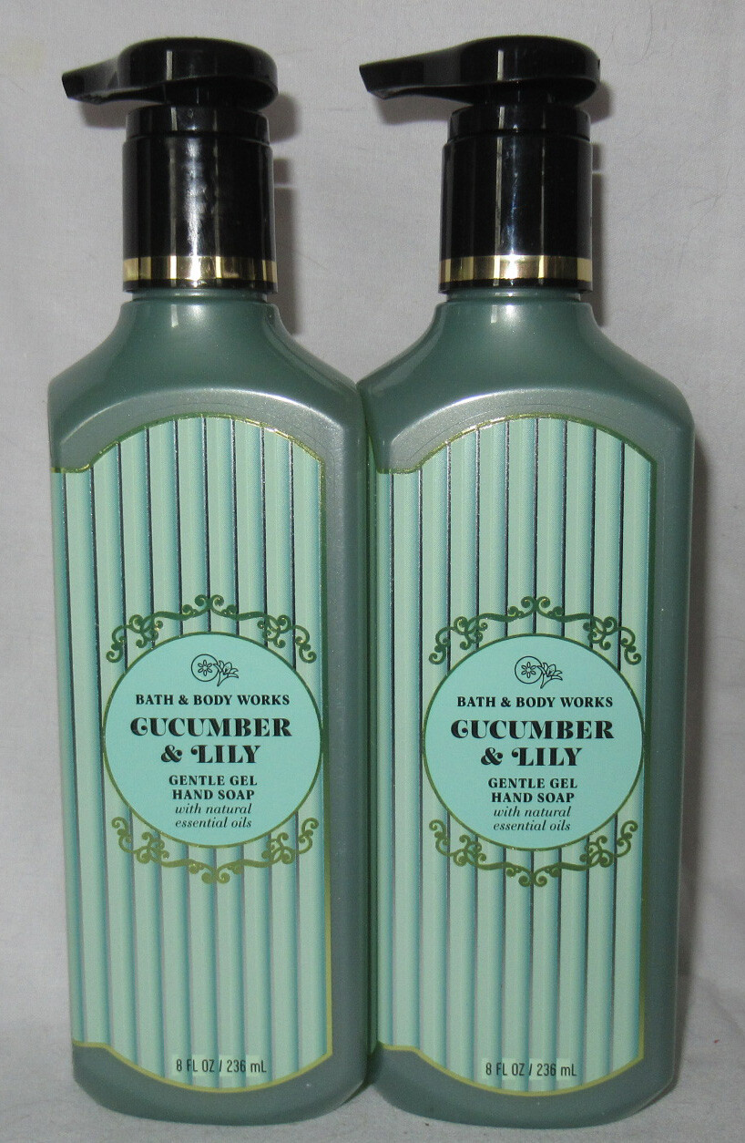 Bath & Body Works 8 fl oz Gentle Gel Hand Soap Lot Set of 2 CUCUMBER & LILY