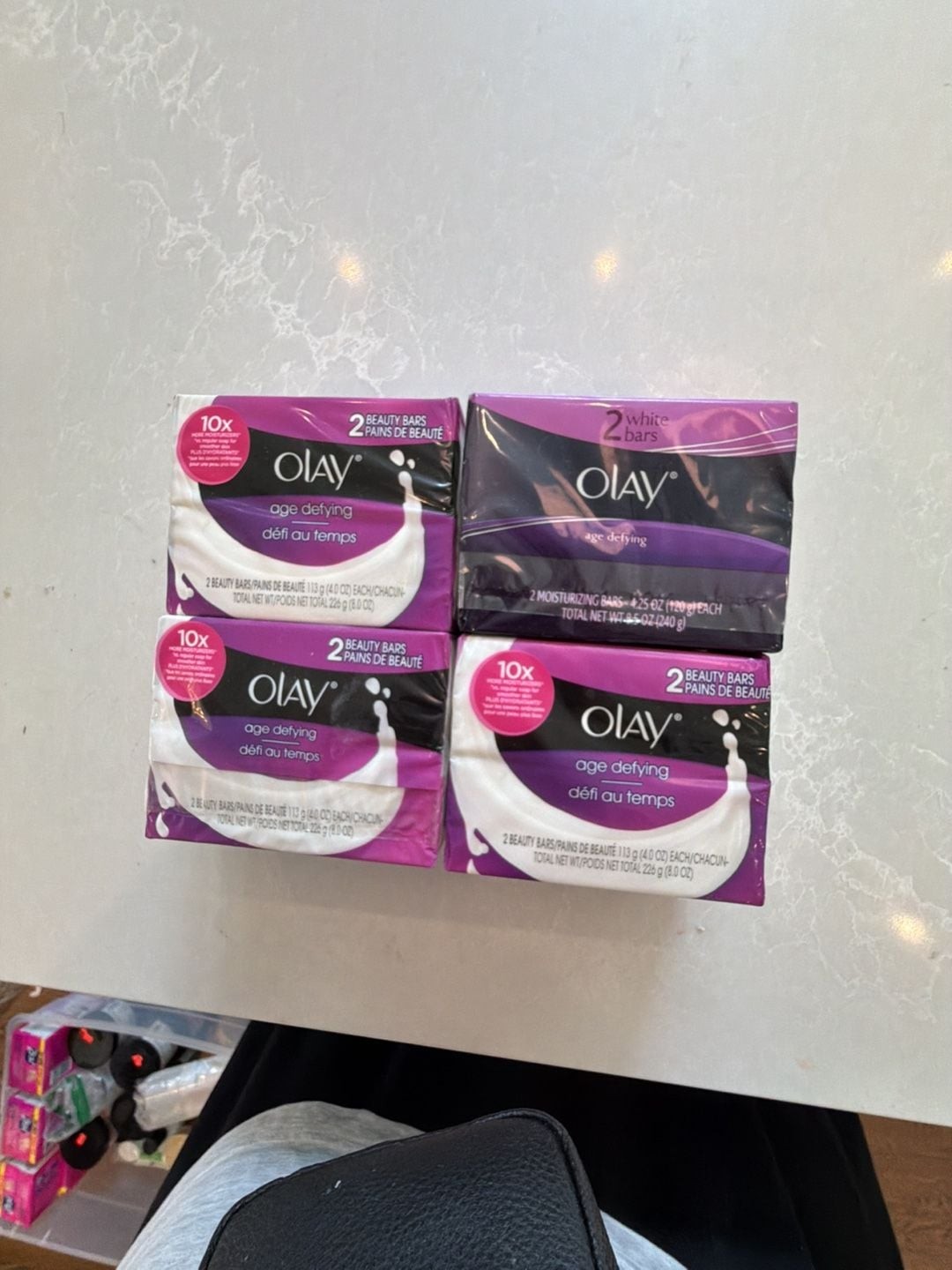 Lot of 4 Olay Age Defying Beauty Bar Soap Packs (8 Bars Total) white bars fast2s