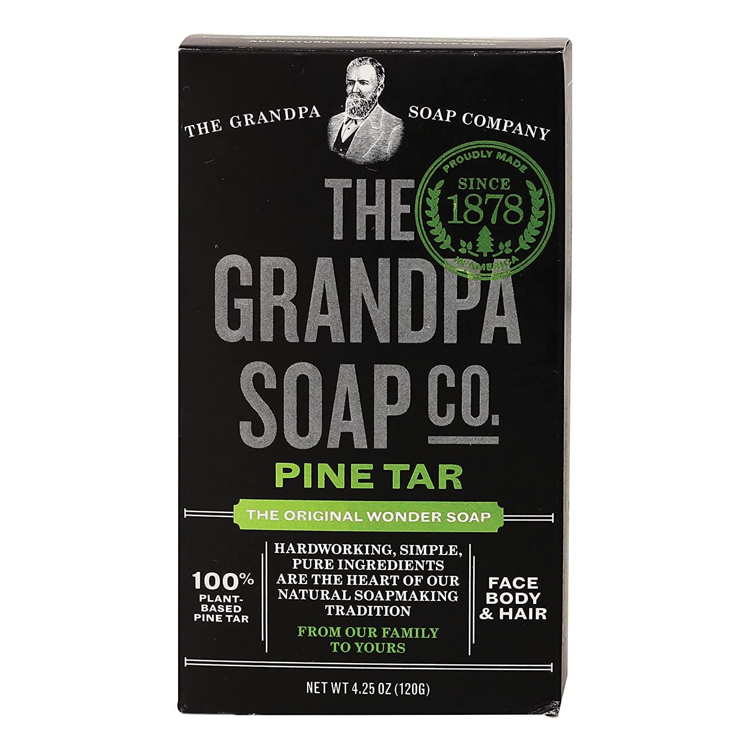 Pine Tar Soap Bar 4.25 Ounce Handmade Natural Grandpa Pine Tar Soap Bar