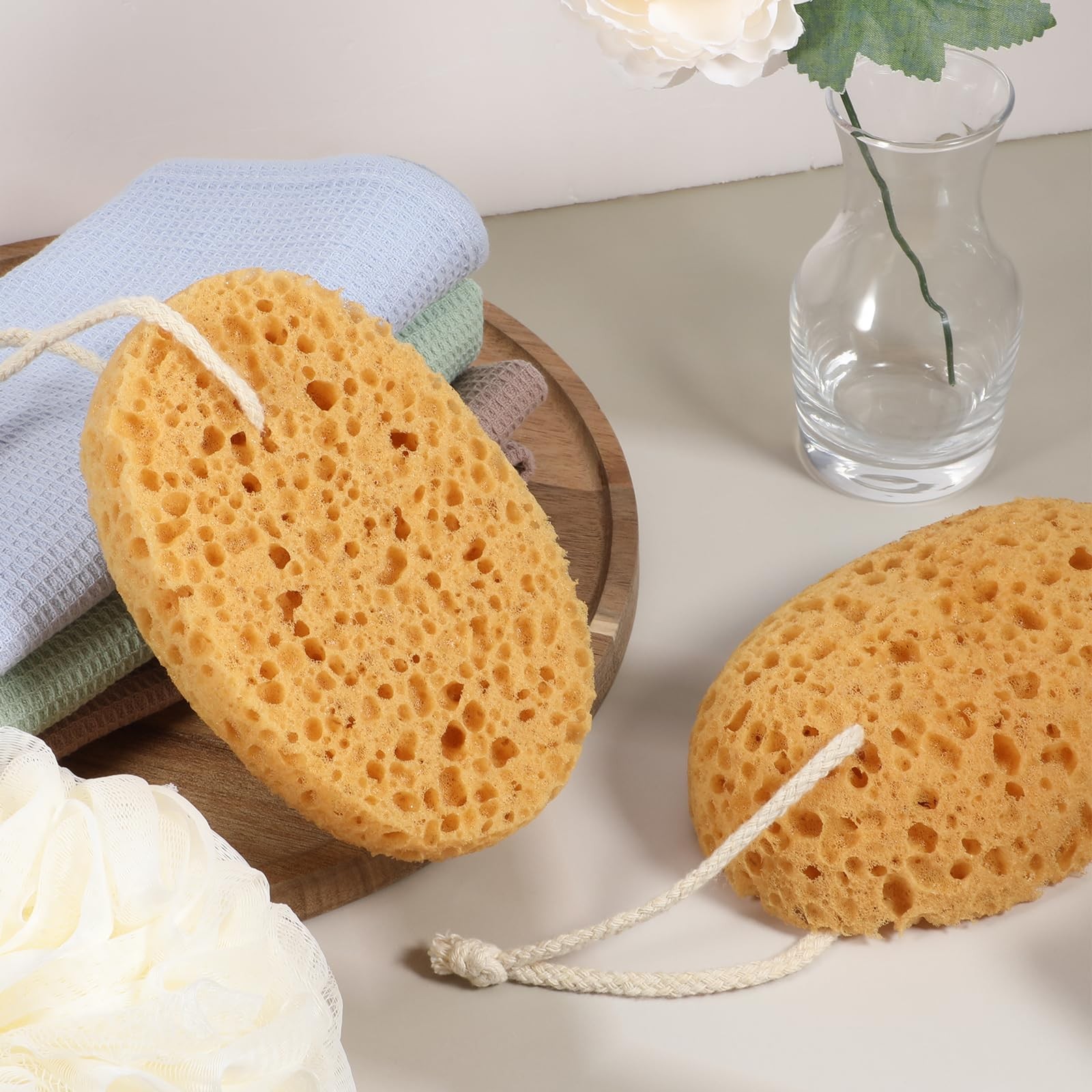 Shower Sponge, 2 Pcs Large Bath Sponges for 1 Count (Pack of 2), Yellow