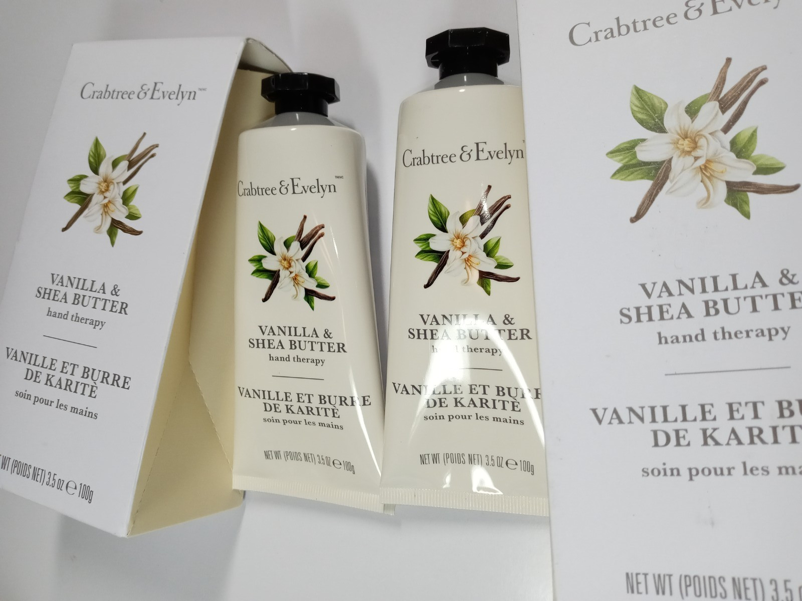 Crabtree & Evelyn Lot of 2 Vanilla & Shea Butter Hand Therapy 2x100g/3.5oz NIB