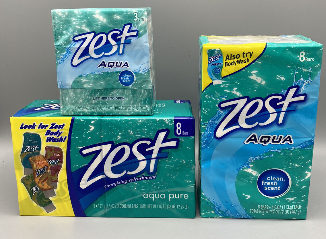Zest Aqua Refreshing Scent Deodorant Bath Bar Unisex Soap Bundle 4oz 19 Bars!