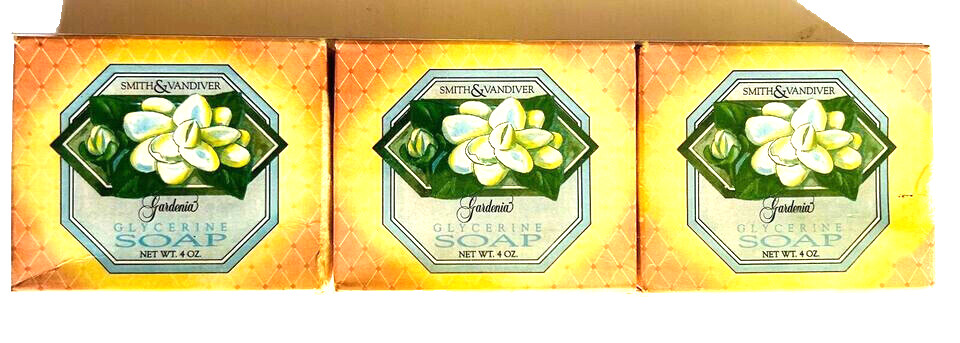 SMITH & VANDIVER GARDENIA GLYCERINE SOAPS PACK OF 3PCS 4 oz x 3 =12oz NIB