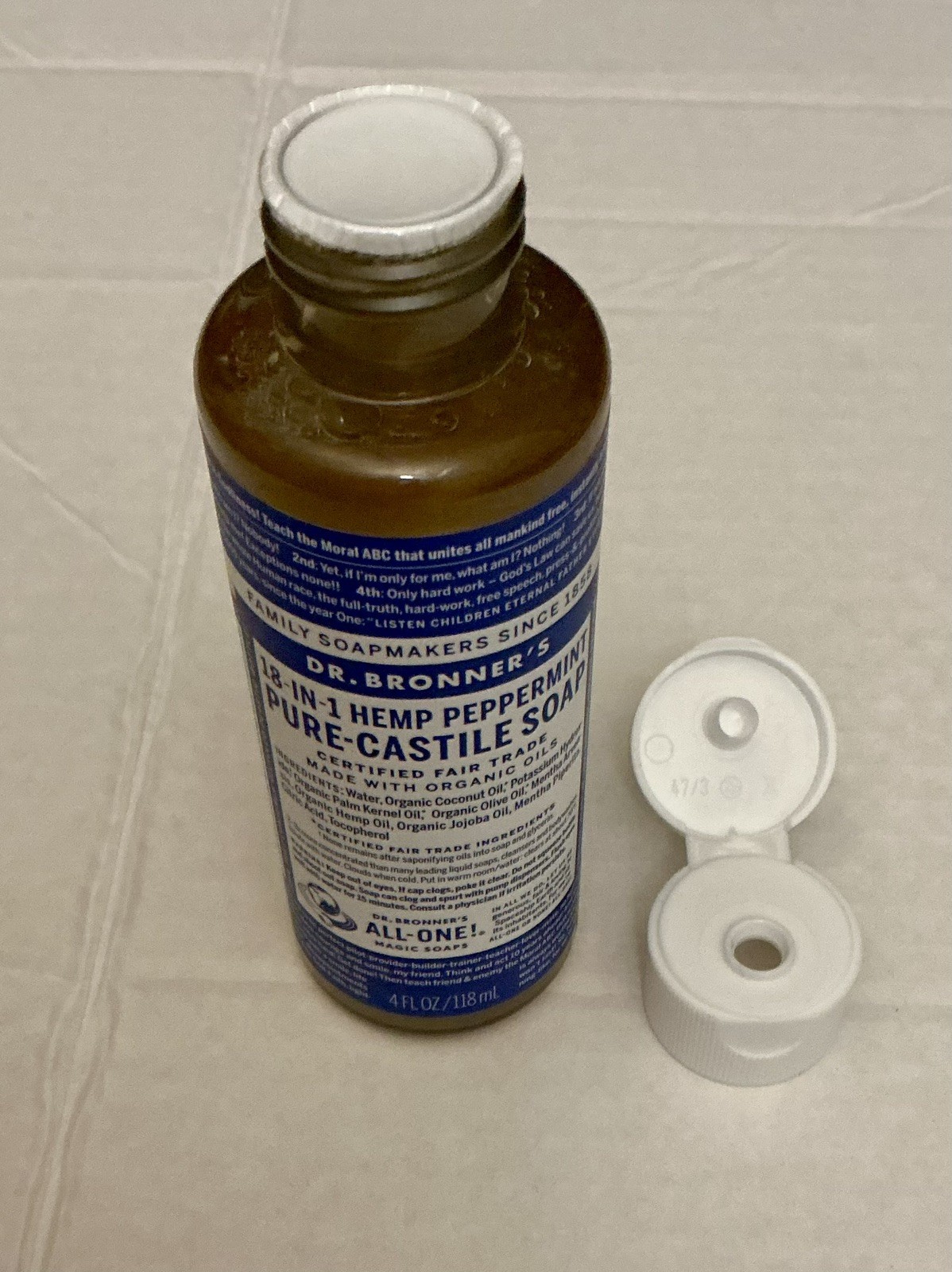 5 bottles Dr. Bronner’s 18-In-1 Hemp Peppermint Pure Castile Soap 4oz. Sealed