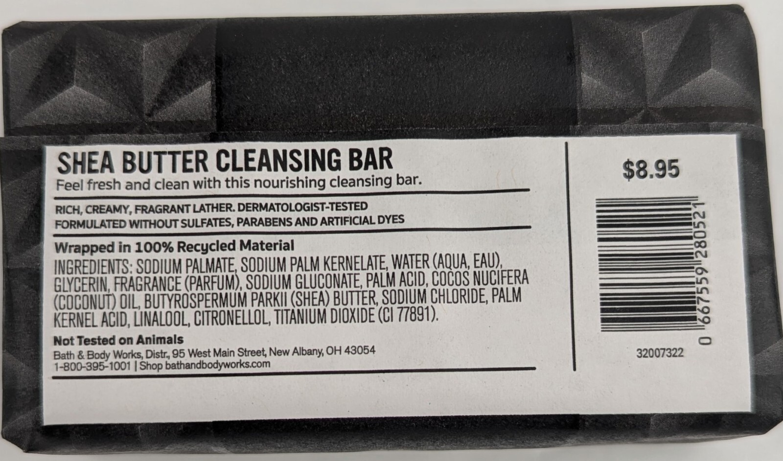 Bath & Body Works Vanilla Noir Shea Butter Cleansing Bar Soap 5oz.