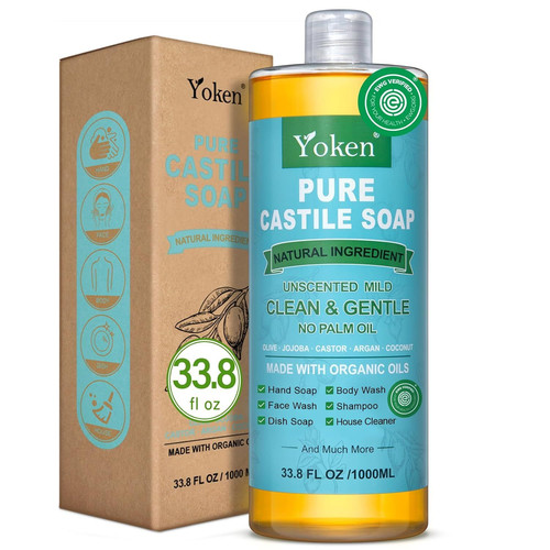 Yoken Pure Castile Liquid Soap 33.8 Oz Unscent add 33 Fl (Pack of 1)