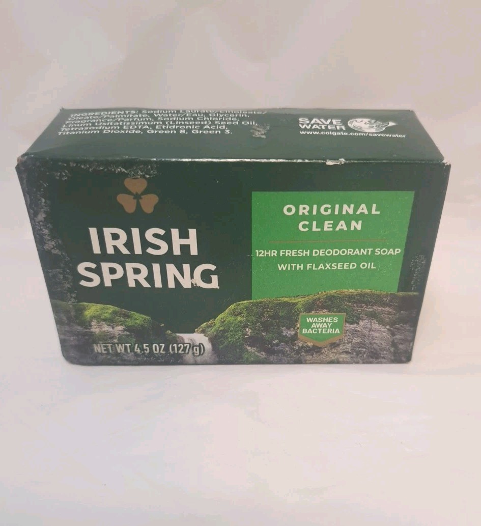 Irish Spring Original Clean 12HR Fresh Deodorant Soap 4.5 oz/127g-NEW SEALED