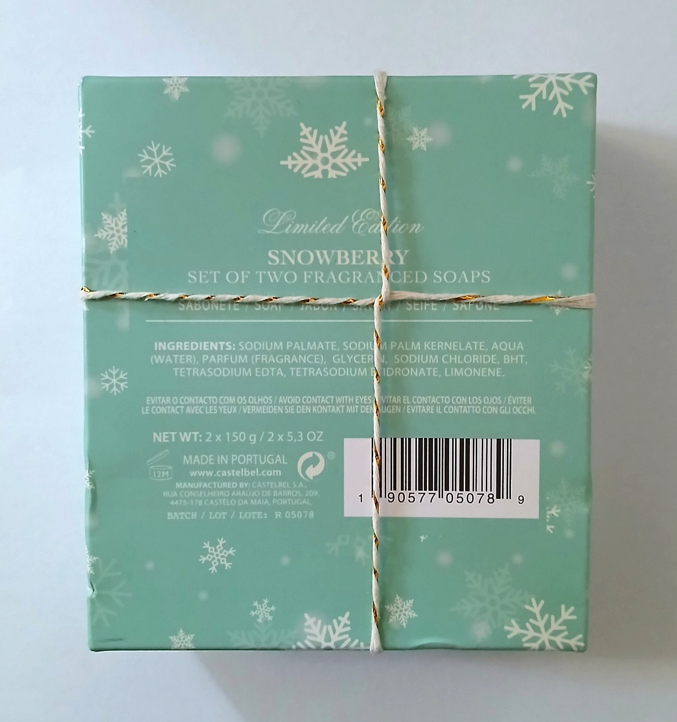 Castelbel Porto Snowberry Fragrance Bar Soap 3.5 oz ea Limited Ed. Portugal Gift