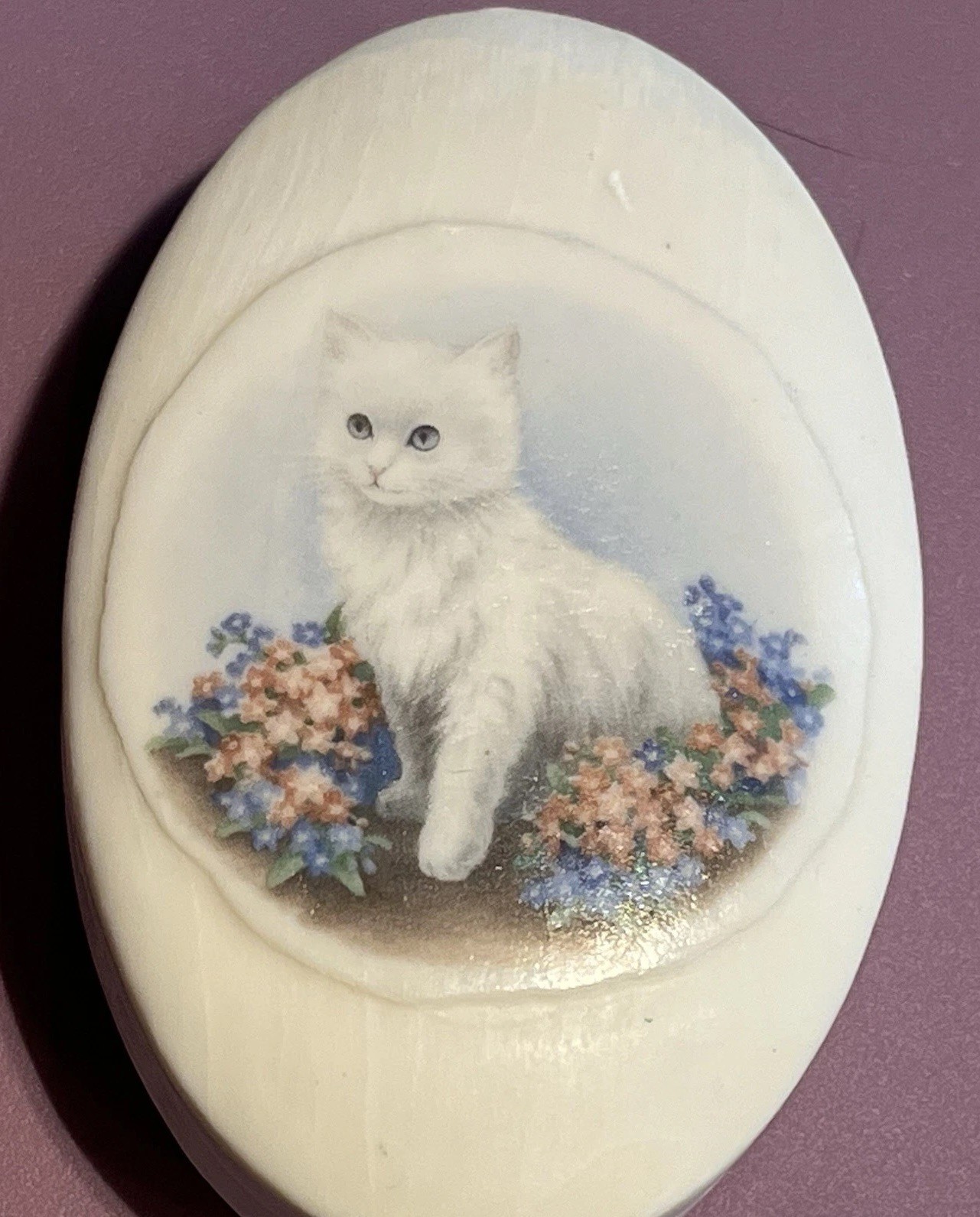 Two Vintage Soap Art Bars Featuring (1) Snowman & Angel Bear, (2) White Kitten