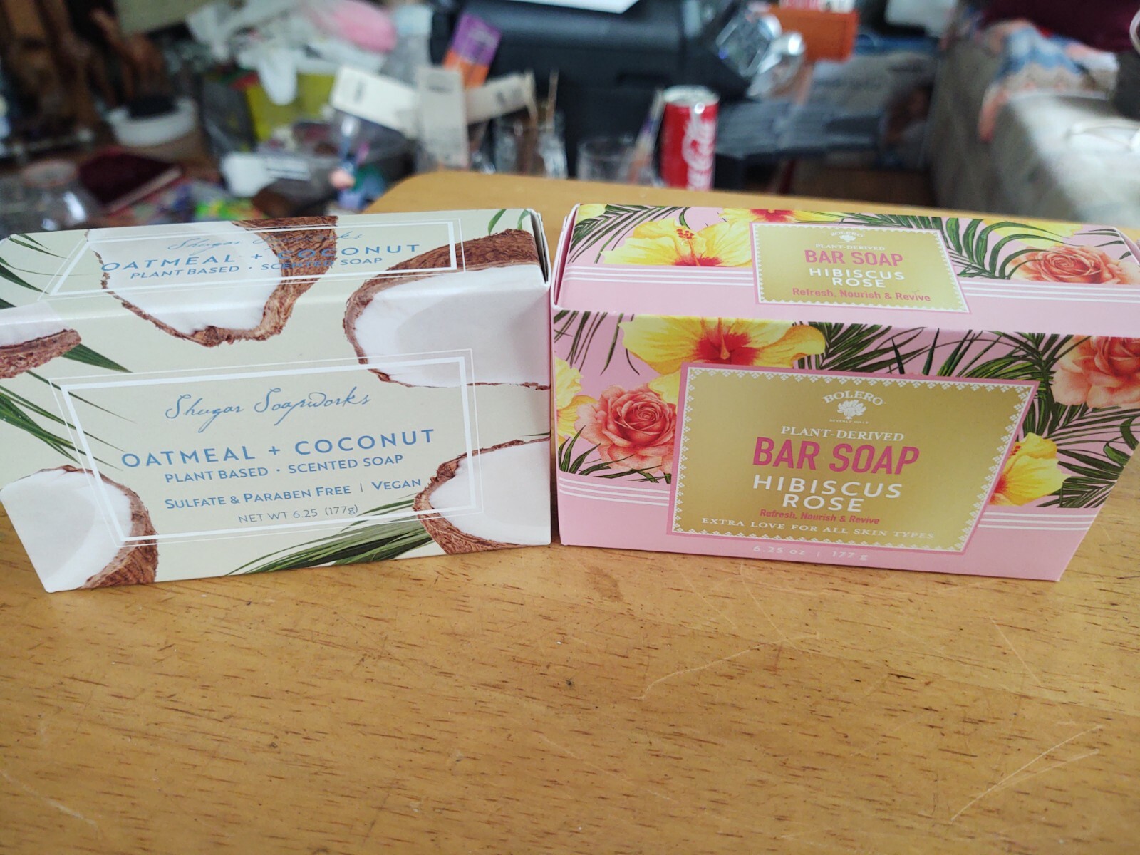 SHUGAR SOAPWORKS OATMEAL&COCONUT/HIBISCUS ROSE 6.25oz.