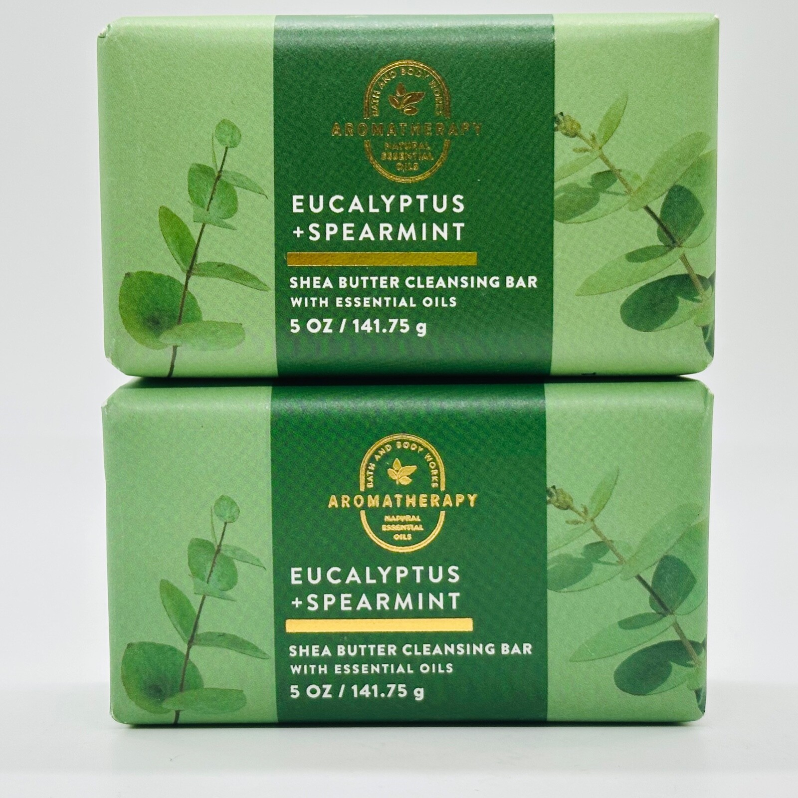 2 Bath & Body Works EUCALYPTUS + SPEARMINT Shea Butter Cleansing Bar Soap 5 oz