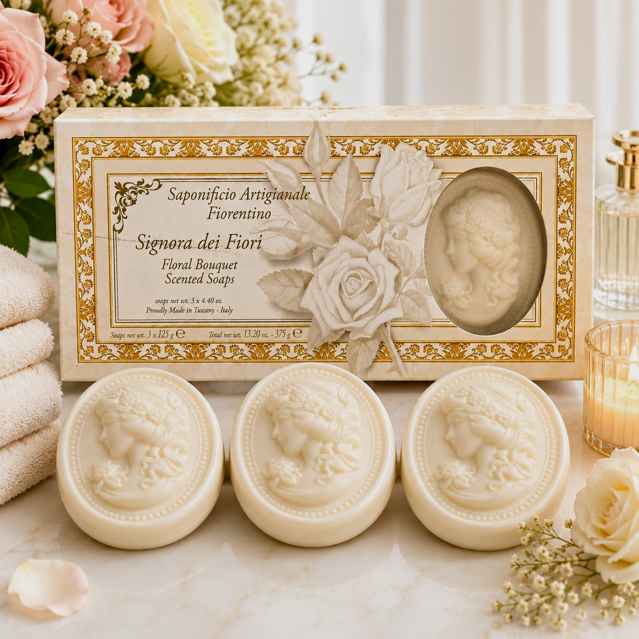 Saponificio Artigianale Fiorentino Signora dei Fiori Soap Set 3 Bars 4.40 oz