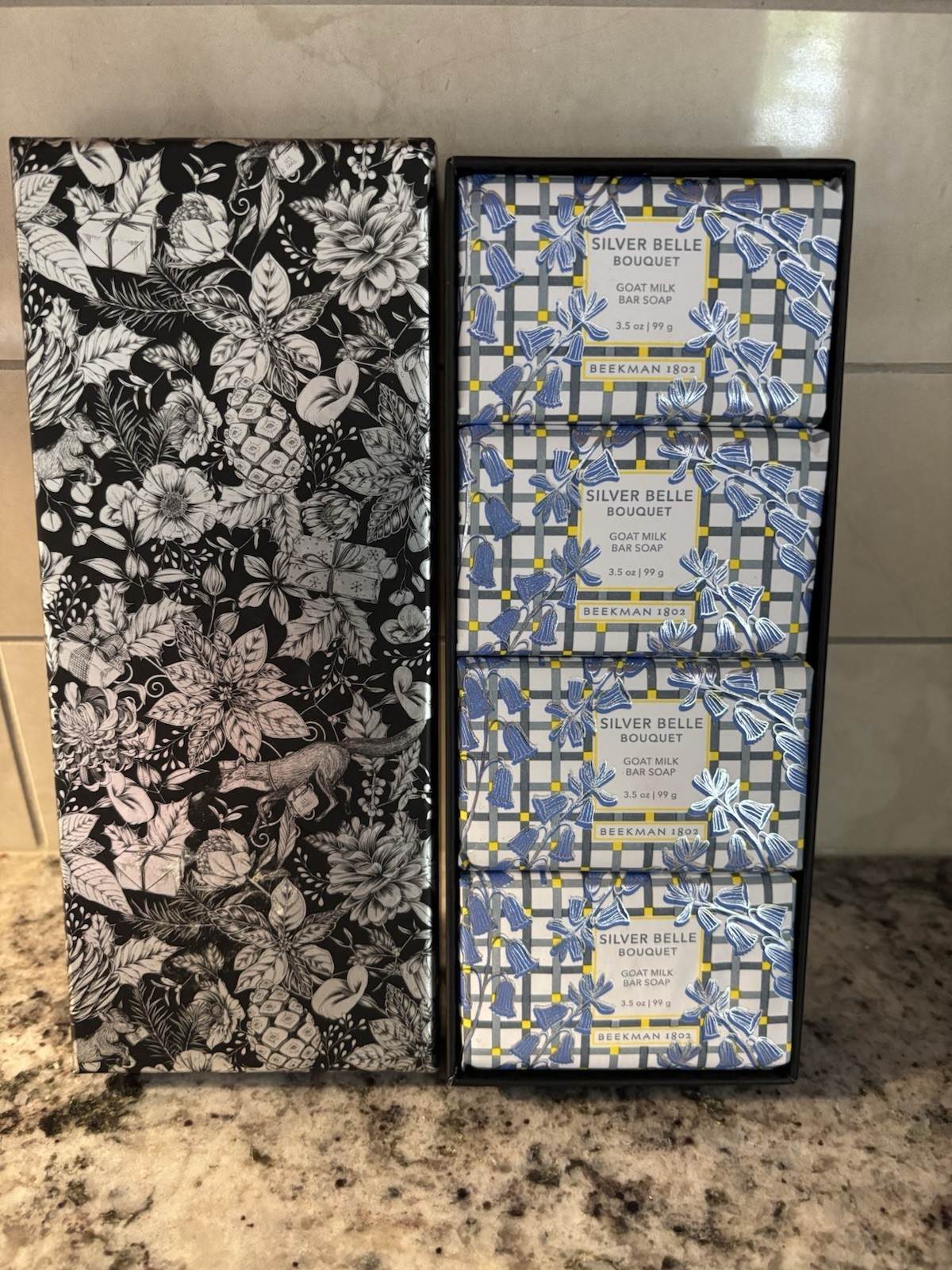 4 box gift set Beekman 1802 Goat Milk Bar Soap Silver Belle Bouquet 3.5 oz Each