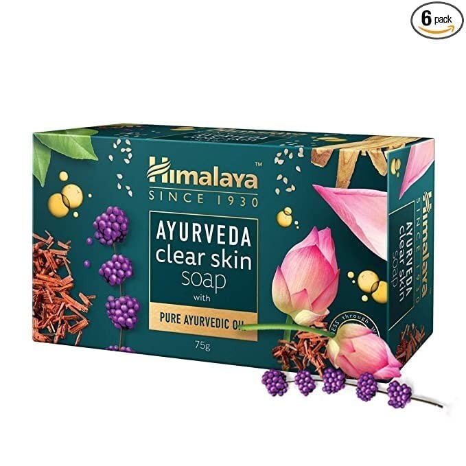 6X Himalaya Ayurveda Sandal Glow Soap + Ayurveda Clear Skin Soap 3 each of 75 gm