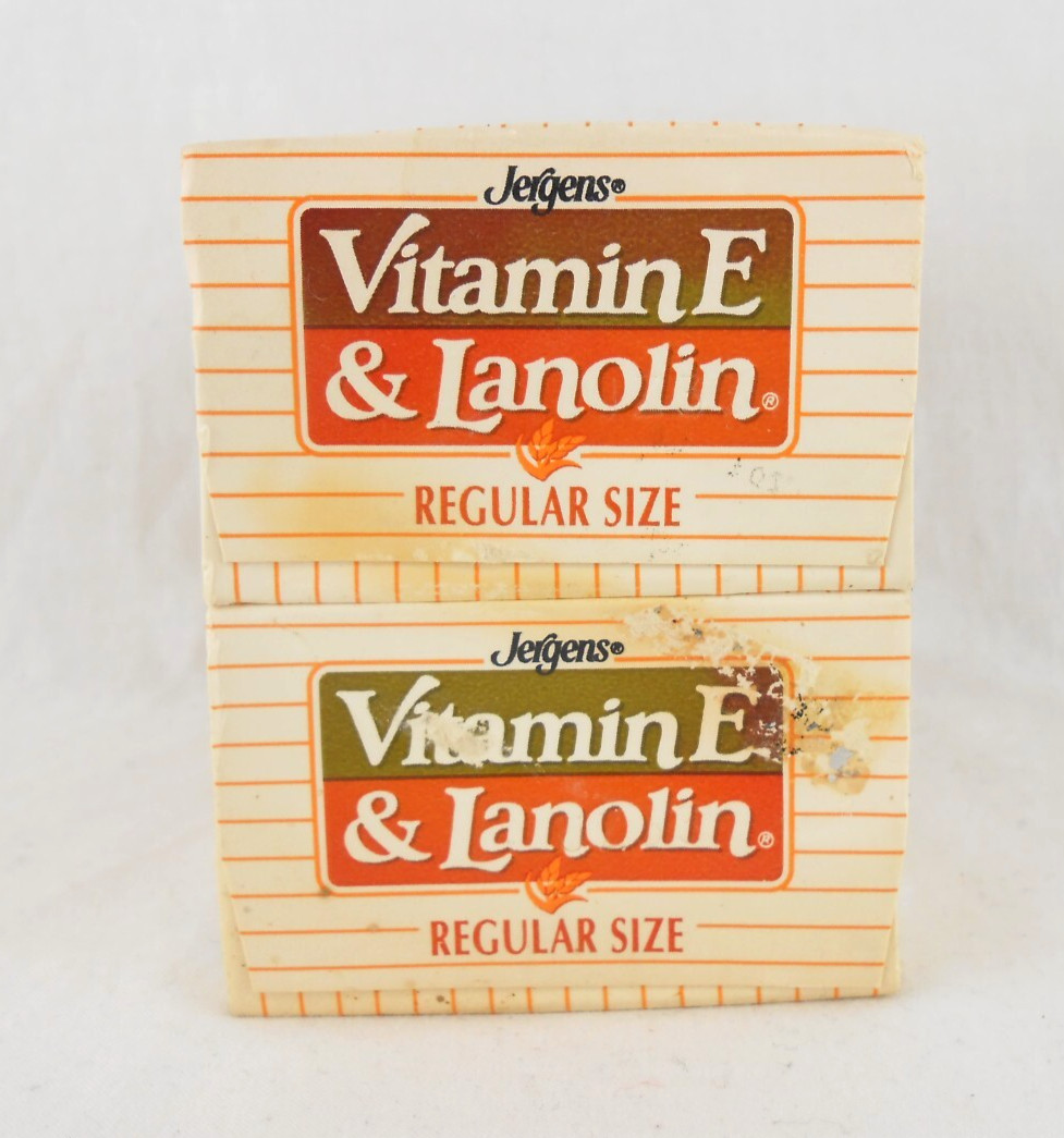 Jergens Vitamin E Lanolin Skin Conditioning Bath Bar Soap 3.5 oz New 2 Pack 1989