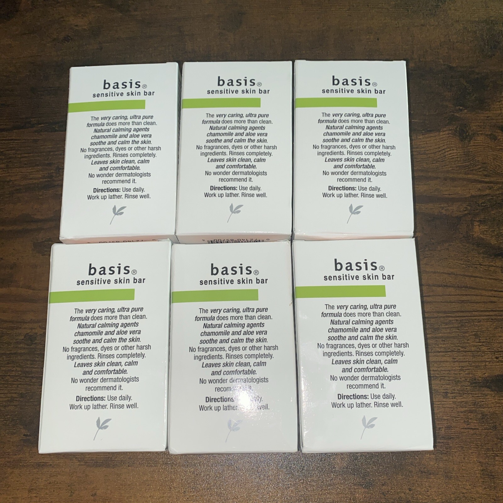 6 Bars Basis Sensitive Skin Soap – Cleans & Soothes with Chamomile & Aloe Vera