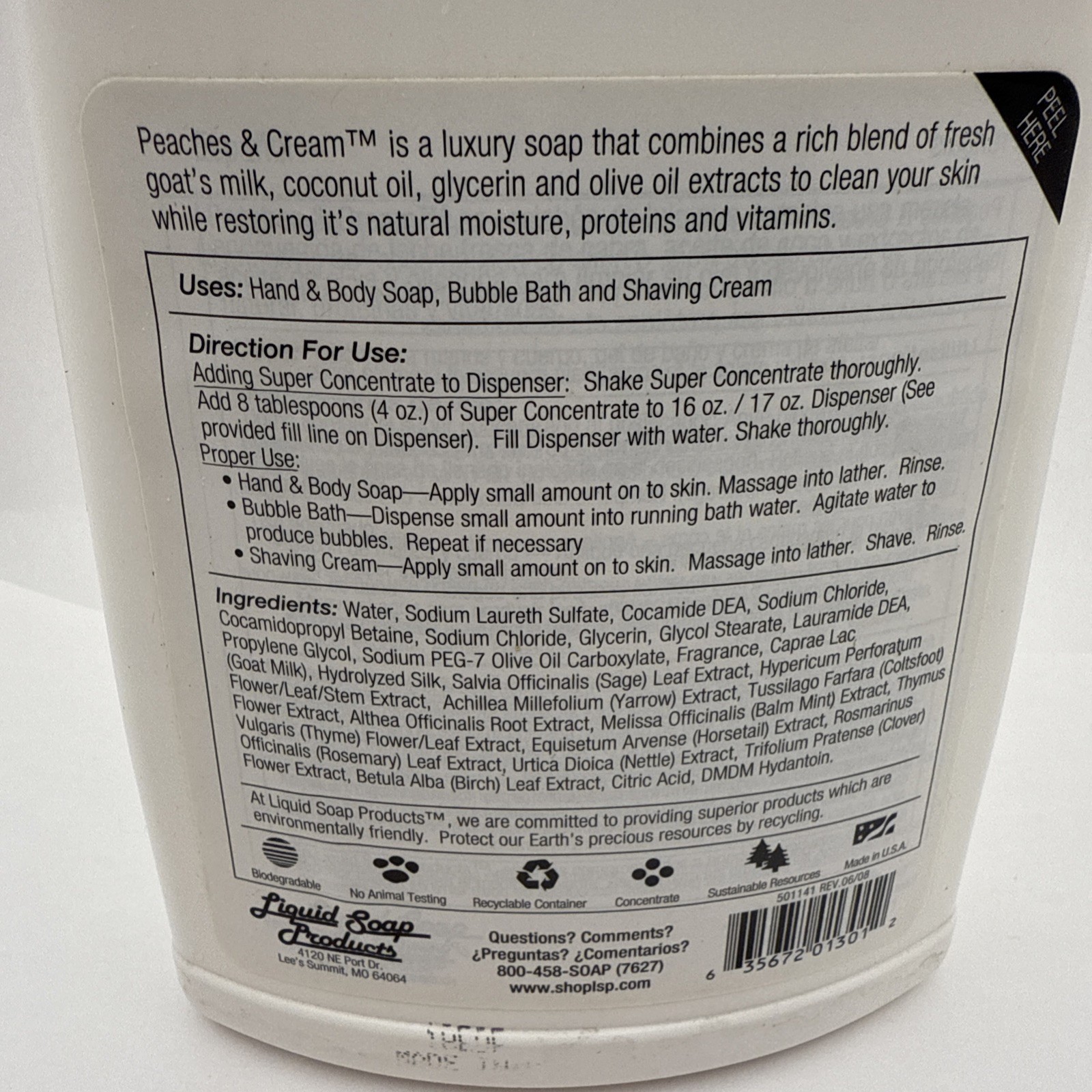 Peaches & Cream 4x Super Concentrate Luxury Soap 1L 33.8 fl oz