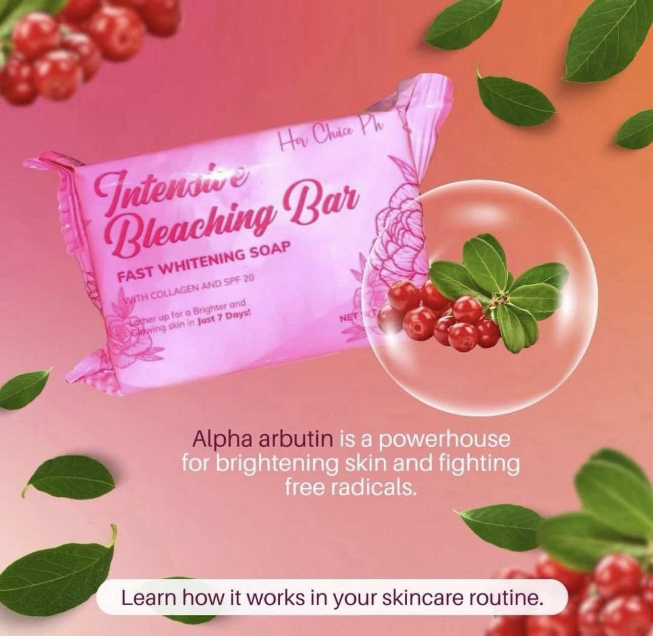 2 bars Her Choice Intensive Bleaching Bar Fast Whitening Soap (120g each)