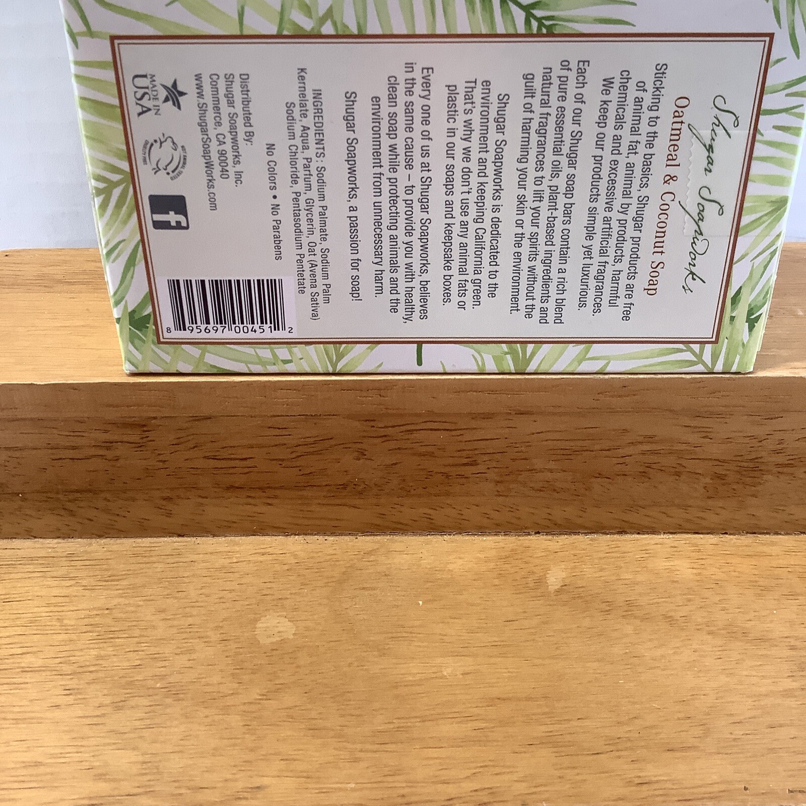 NEW Shugar Soapworks 7 oz Oatmeal & Coconut Soap Vegan Made In USA