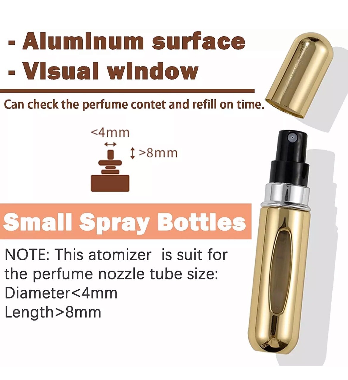 6PCS Mini Refillable Travel Portable Perfume Atomizer Bottle Spray Pump Case