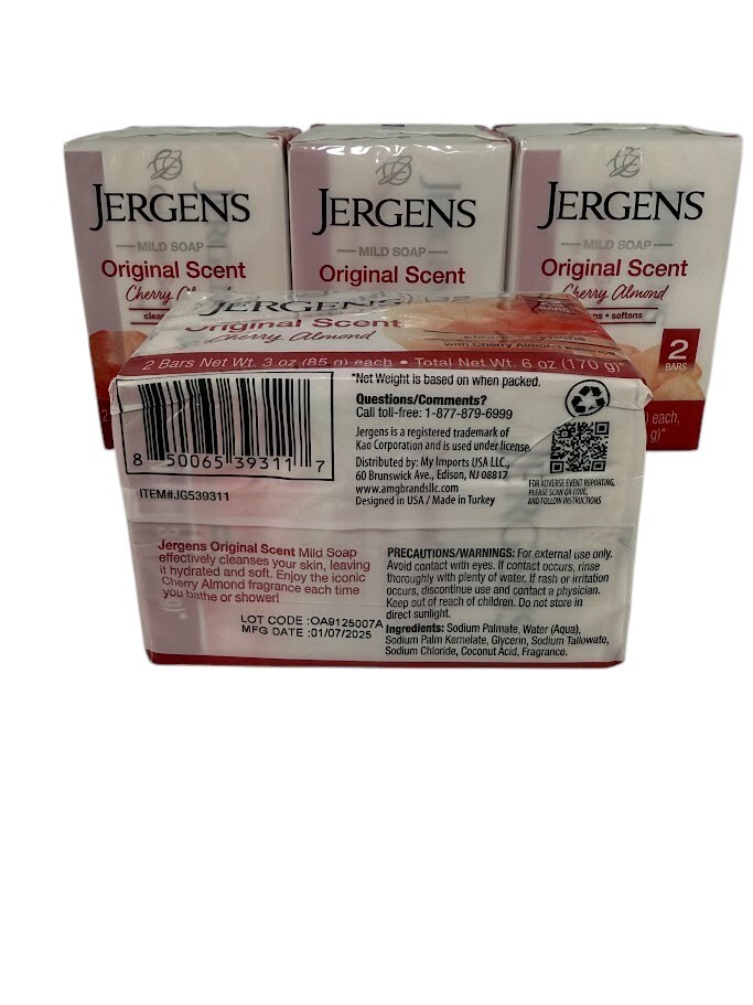 Jergens Mild Soap Original Scent Cherry Almond 5 Two packs 10 Total Bars 3oz ea