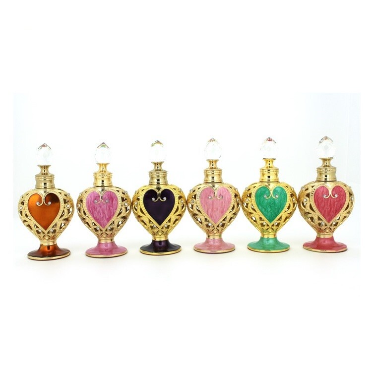 12ml Vintage Love Heart Empty Metal Perfume Bottle Refillable Aromatherapy oils