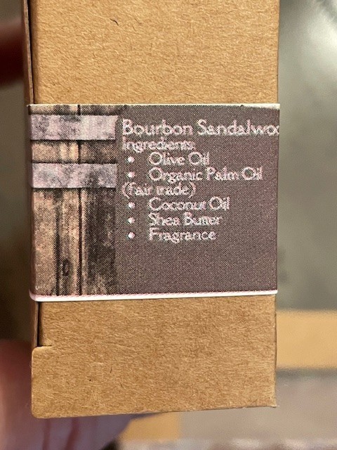 Olive oil soap for Men Lumber Jack + Bourbon Sandlewood/ pamper him 4oz bar