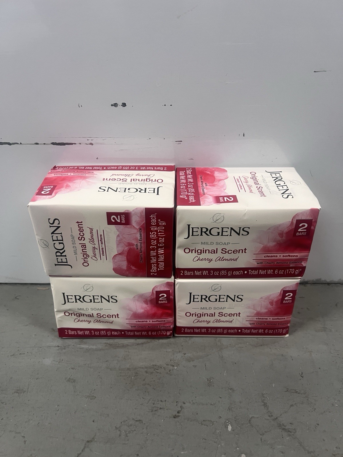 Jergens Cherry Almond Mild Soap Original Scent – 8 Bars (4x 2 Pack) – 3 Oz Each