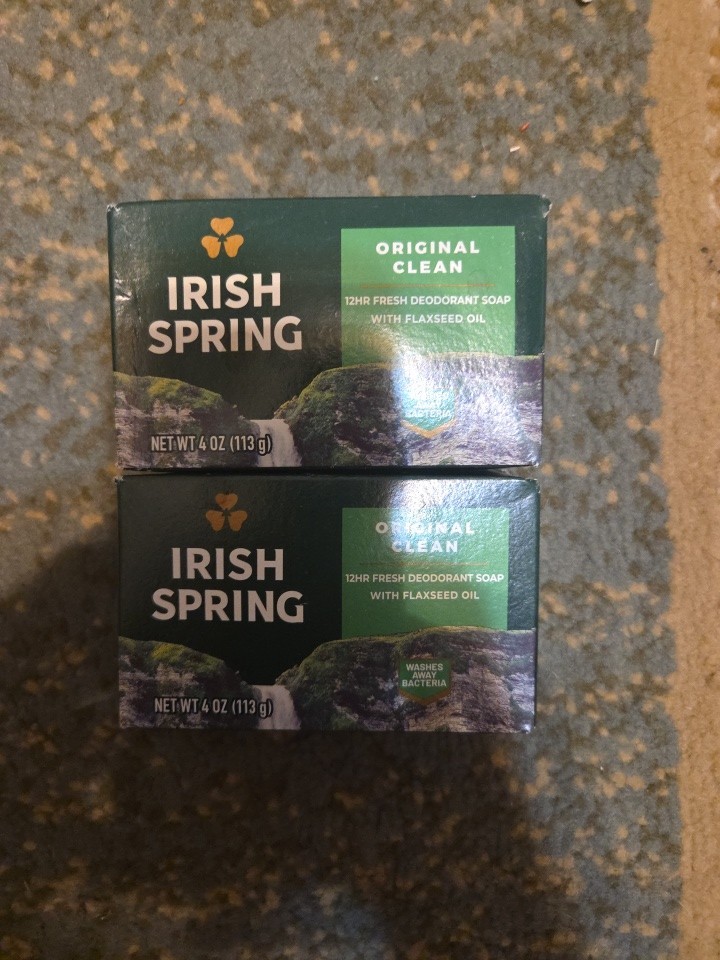 Irish Spring Deodorant Bar Soap Original Clean 4 oz, 6 bar lot