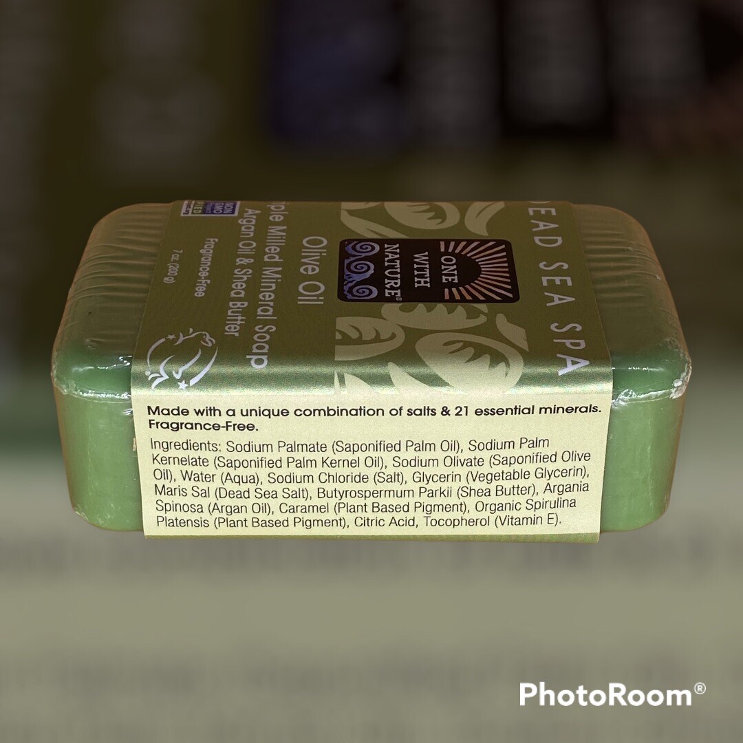Olive Soap with Dead Sea Minerals, Argan Oil & Shea Butter (Fragrance Free) 7 oz