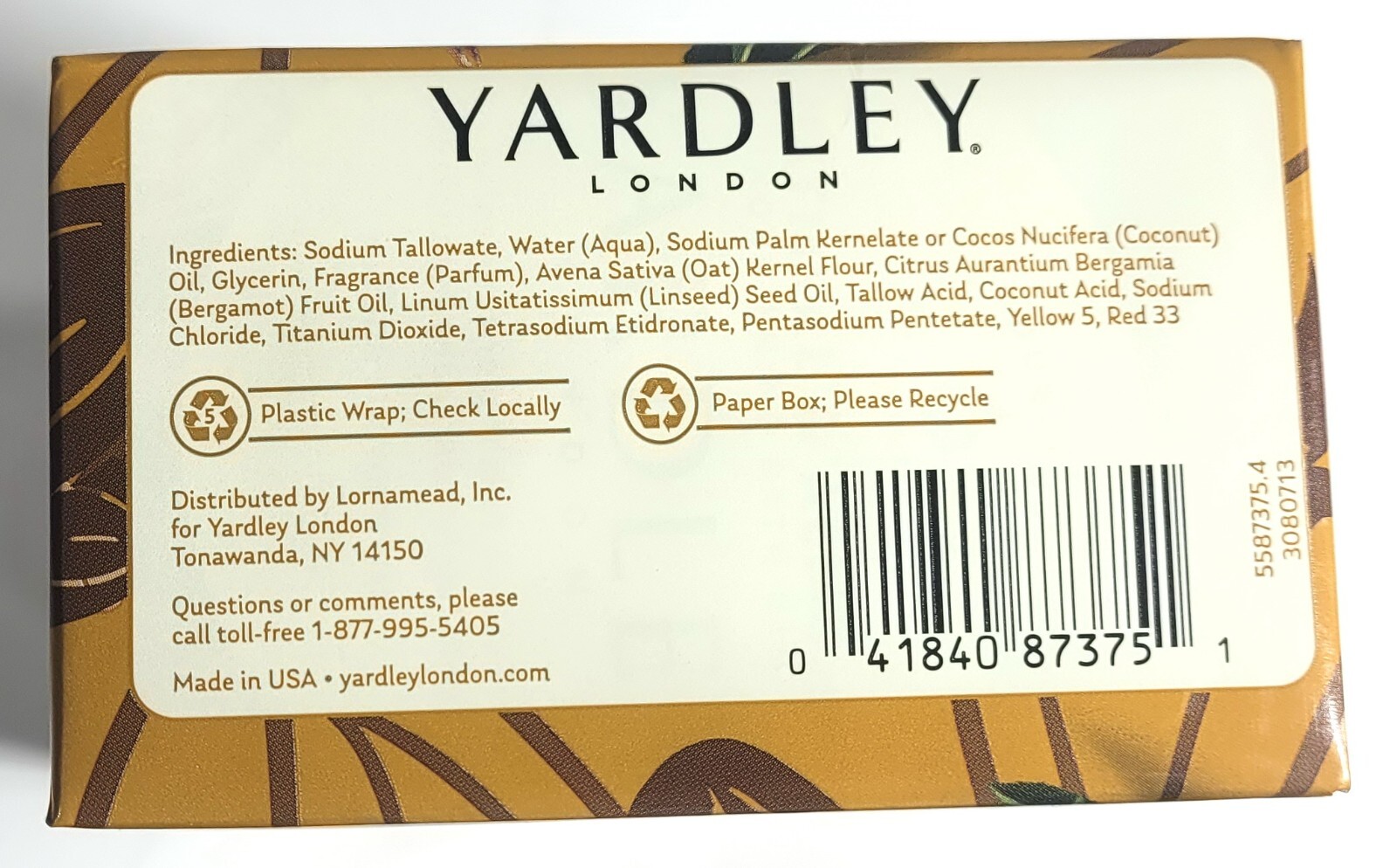 Yardley London Oatmeal and Almond Moisturizing Bath Bar, 4 oz. 4 Bar Pack