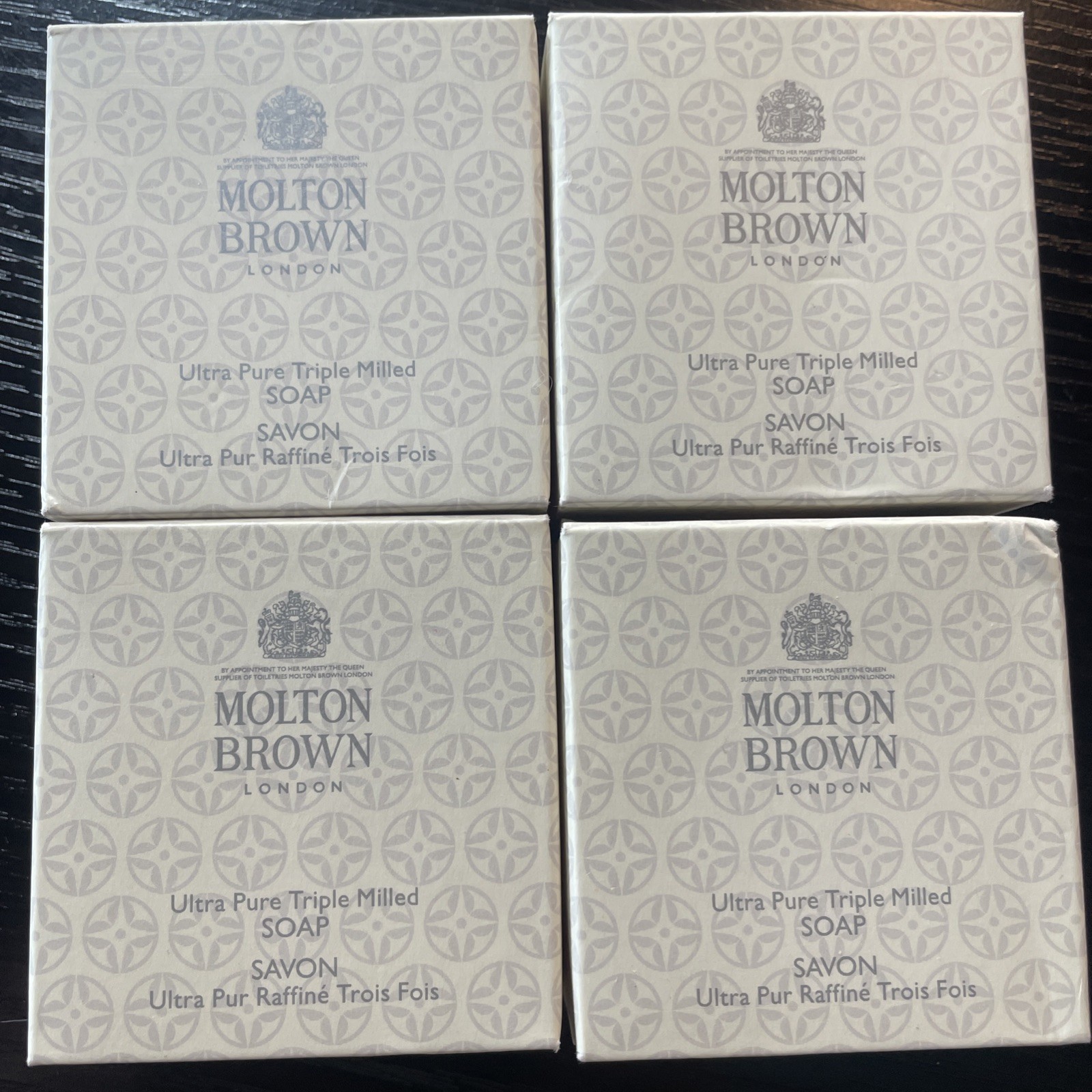 4 Molton Brown Ultra Pure Triple Milled Soap Boxed 45g / 1.59 Oz Round Bars