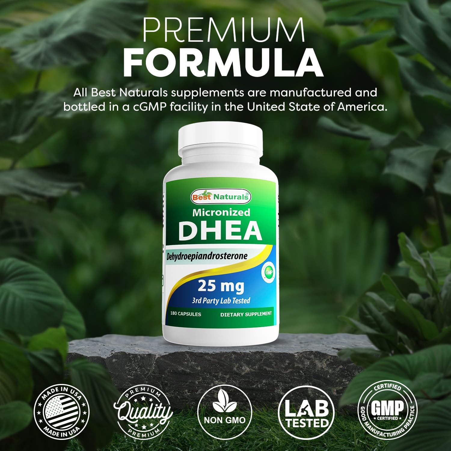 Best Naturals, Micronized DHEA 25 mg 180 Count (Pack of 1), 25 Mg