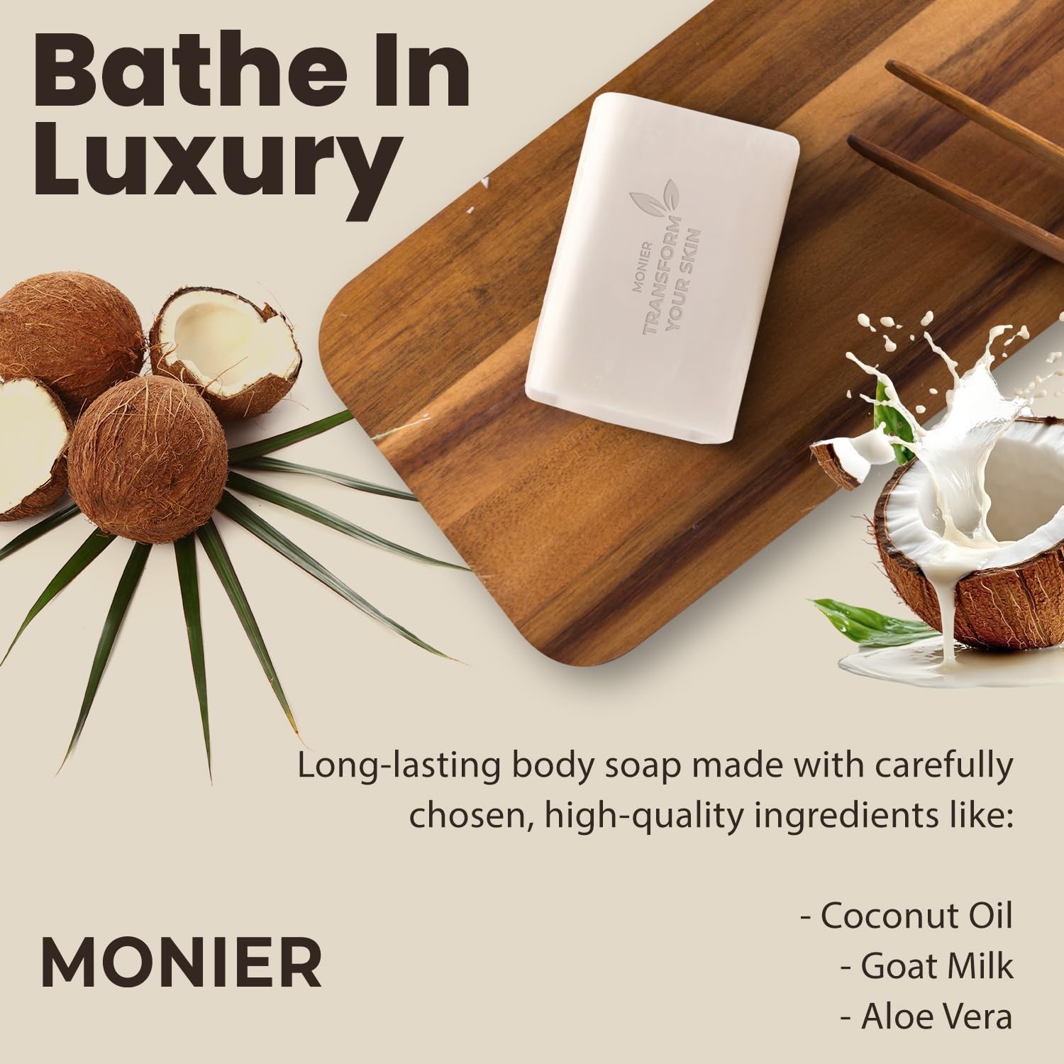 MONIER Goat Milk Soap Bar For Dry & Sensitive Skin – 100% Natural & Organic Skin