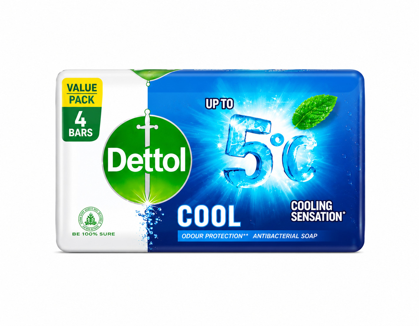 Pack of 12 Dettol Anti-Bacterial Cool Soap Bar 110g Menthol Bath Soap
