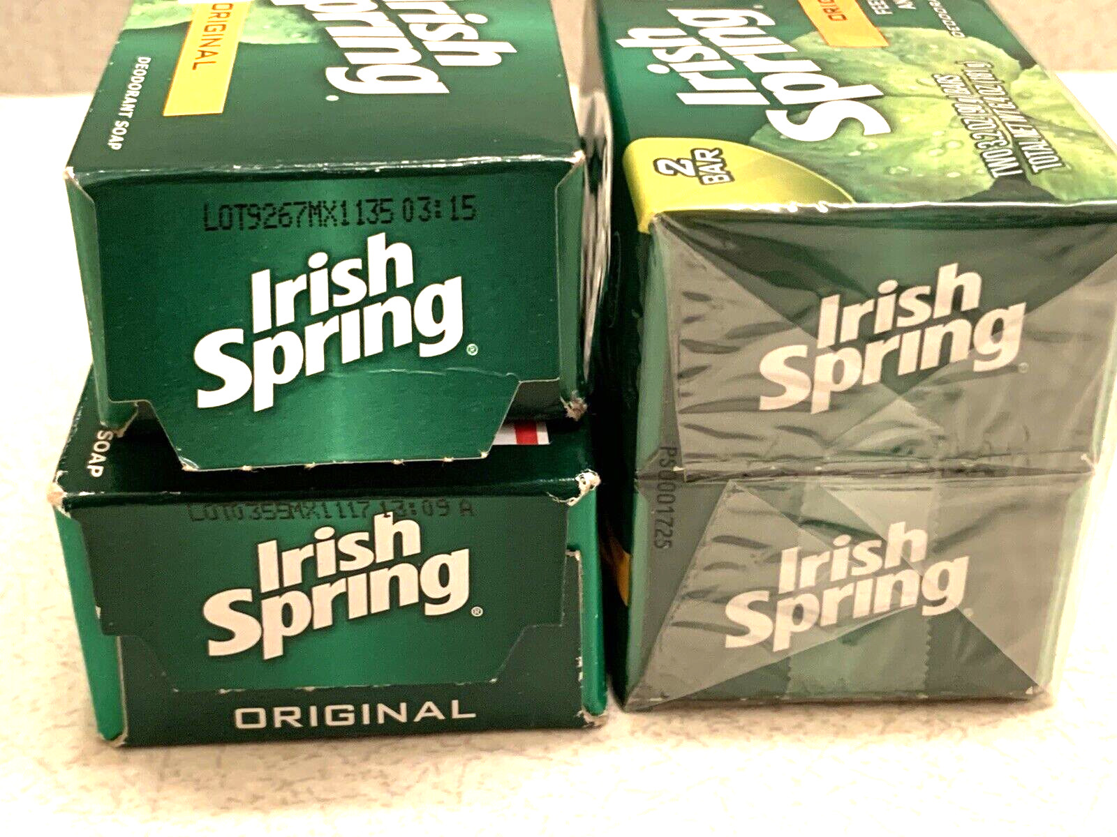 Irish Spring ORIGINAL Clean Deodorant LOT OF 4 Vtg 3.2-3.7oz Bar Soap NOS NEW